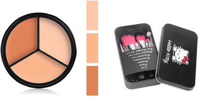 MISTY ALLE One 3 in 1 concealer highlighter with 8 brushes(8 Items in the set)