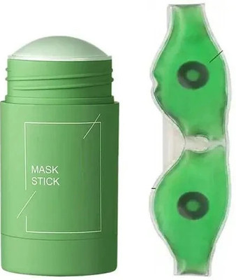 GFSU New Green Tea Purifying Clay Stick Mask Oil Control Anti-Acne & & aloe vera cool gel eye mask(2 Items in the set)