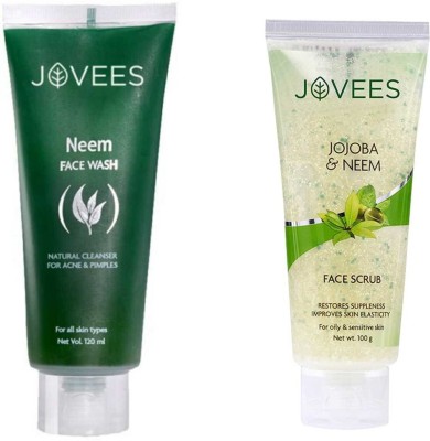 JOVEES SKIN CARE COMBO - NEEM FACE WASH + JOJOBA & NEEM FACE SCRUB(2 Items in the set)