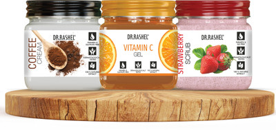 DR.RASHEL Coffee Cream, Vitamin C Gel & Strawberry Scrub For Face & Body (Pack of 3)(3 Items in the set)