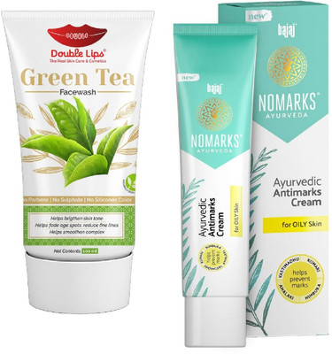 BAJAJ Nomarks Cream 25 grm For Oily Skin Pack of 1 With Green Tea Face Wash 100 ml(2 Items in the set)