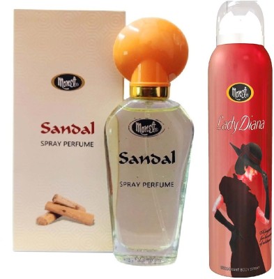 MONET 1 SANDAL PERFUME & 1 LADYDIANA DEODORANTL ,PACK OF 2. Perfume  -  180 ml(For Men & Women)