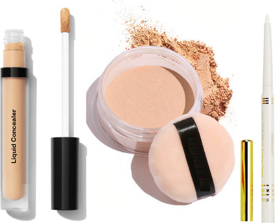 KAIASHA BEST LONG LASTING MINI COMBO LOOSE AND CONCEALER & WHITE KAJAL(3 Items in the set)