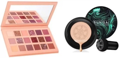 SUBHMUN air cushion cc cream Moisturizing Foundation (20 g) & Multi Shades 18 Colours NUD EDITION Eyeshadow Palette(2 Items in the set)