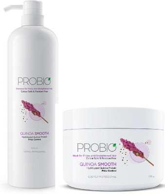 Godrej Professional Probio Quinoa Smooth Shampoo,1000ml and Mask,500g|Hydrolyzed Quinoa Protein|Frizz Control(2 Items in the set)
