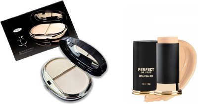 Luipui Premium Shining Luster 5 in 1 Compact Powder & Perfect Oil Free Concealer Stick(2 Items in the set)