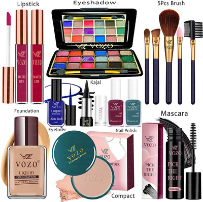 VOZO Makeup Combo Kit One-stop Beauty Package for Beginners and Professionals 98(15 Items in the set)