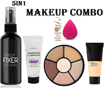 tanvi27 Face Makeup Combo Kit Of Foundation + Fixer + Primer + Concealer Palette+ Sponge(5 Items in the set) tanvi27 Face Makeup Combo Kit Of Foundation + Fixer + Primer + Concealer Palette+ Sponge(5 Items in the set)