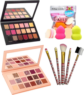 Mehaay cosmetics 36 Color Eyeshadow Pallete , 6 in 1 Sponge , 5 pcs brushes(4 Items in the set)