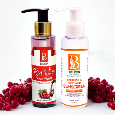 Beleza professional Combo Pack Of Anti Pollution SUNSCREEN with SPF 50++ (100 g) and RED WINE FACE WASH ( 100 ml)(2 Items in the set)