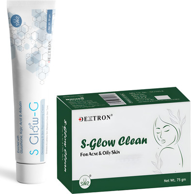 DEXTRON S-Glow G Cream & S-Glow Clean Soap Combo – 105g | Gentle Skincare Duo for Radiant & Fresh-Looking Skin(1 Items in the set)