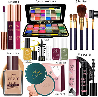VOZO Makeup Combo Kit One-stop Beauty Package for Beginners and Professionals KT-320(15 Items in the set)