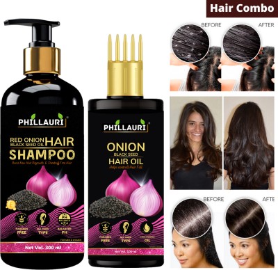 Phillauri Red Onion Shampoo + Red Onion Hair Growth Oil For Hair Fall Control Combo(2 Items in the set)