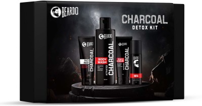 BEARDO Charcoal Detox Kit | Face Wash, Body Wash & Face Scrub and Mafia Deo For Men(4 Items in the set)