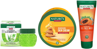 Nature's Moisturising Aloe Beauty Gel (100g)Nourishing Skin Cream Almond & Honey (400ml)Anti-Pigmentation Papaya Gel Face Wash (50ml)(3 Items in the set)