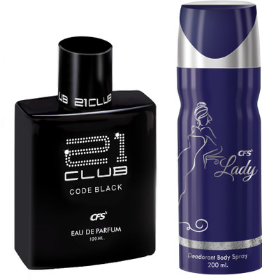 CFS 21 Code Black EDP Long Lasting Perfume & Lady Deodorant Body Spray(2 Items in the set)