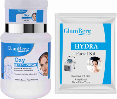 Glamberg Oxy Bleach Cream With Activator + Hydra Facial Kit 5 in 1(2 Items in the set)