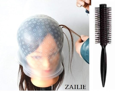 Zailie Round Comb Reusable Hair Coloring Highlighting Spa Cap wr2725(2 Items in the set)