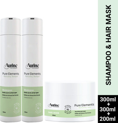 Aurine Professionals Pure Elements Aloe Vera Shampoo 300ml & Hair Mask 200ml Combo(3 Items in the set)