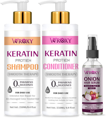 Wroxy Keratin Protein Shampoo With Keratin Protein Conditioner With Onion Hair Serum(3 Items in the set)