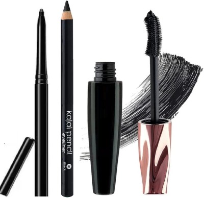 Latixmat College Makeup Essentials-3, CreamyKajal + Mascara + EyelinerPencil, MatteFinish(3 Items in the set)