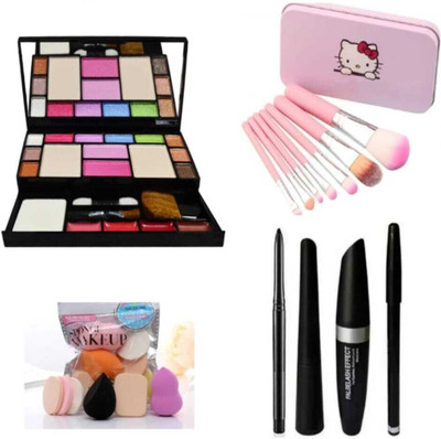 mkldsrh 6155 make up kit with make up brushes with make up sponges & 3 in 1 kajal eyeliner mascara for face make up(6 Items in the set)