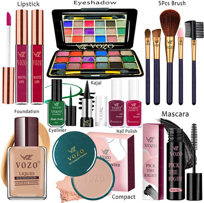 VOZO Makeup Combo Kit One-stop Beauty Package for Beginners and Professionals 95(15 Items in the set)
