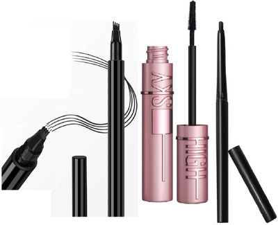 nn water proof mascara with kajal with eyebrow filer pen all skin type pack of 3(3 Items in the set)