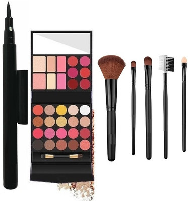 SEUNG Makeup Brushes With Black Sketch Eyeliner & Makeup Palette(4 Items in the set)