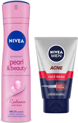 NIVEA Acne 100ml FW Pearl Beauty Radiance female Deodrant(2 Items in the set)