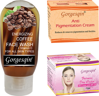 GORGESQIN Anti Pigmentation Cream 10 g ,Day Cream 22 g & Coffee Face Wash 100ml(3 Items in the set)