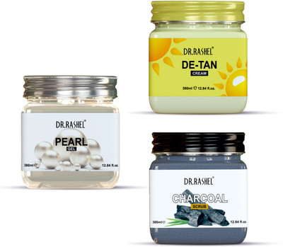 DR.RASHEL Charcoal Scrub, De-Tan Cream & Pearl Gel For Face & Body (Pack of 3)(3 Items in the set)