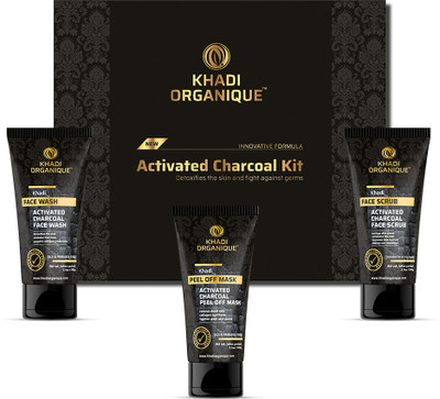 khadi ORGANIQUE Charcoal kit for gift pack Activated(3 Items in the set)
