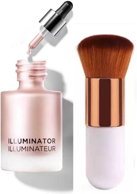 mkldsrh illuminator liquid highlighter face & body waterproof 3D glow bridal makeup with foundation brush for face make up(2 Items in the set)