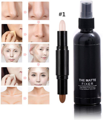 FELICECHIARA Professional Highlighter and Contour Stick Highlighter With Makeup Fixer Natural(2 Items in the set)