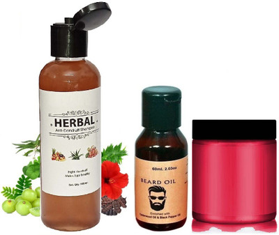 MYEONG beard oil with instant hair color wax and hair herbal shampoo(3 Items in the set)