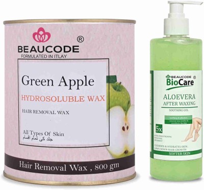 Beaucode Professional Rica Green Apple Hair Removing Wax 800 gm + Aloe Vera After Waxing Gel 500 ml ( Pack of 2 )(2 Items in the set)