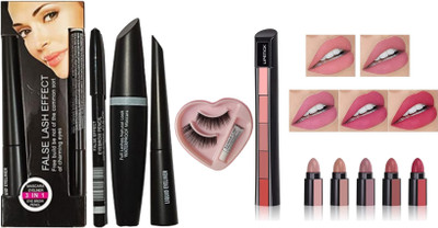 ghorela 5-in-1 Mini Lipstick + 1 Mascara + 3 Eyelashes Pack – The Ultimate Eye & Lip Makeup Set!(3 Items in the set)