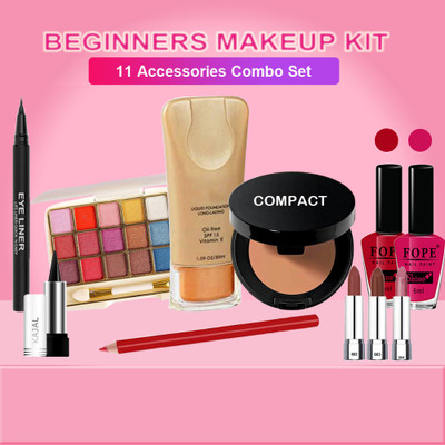 FOPE Beginners makeup kit combo set, medium Tone For women/Girls-11202326(11 Items in the set)