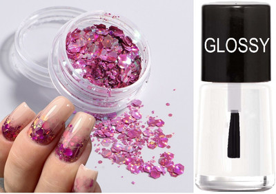 THTC BEST GLOSSY NAILS GEL & CHUNKY GLITTER COMBO(2 Items in the set)