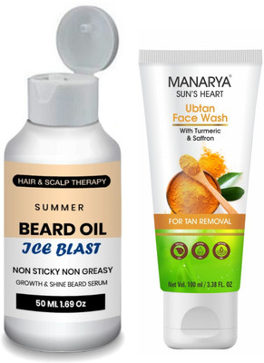 Manarya Sun's Heart ICE BLAST Beard Growth Oil and Face Wash(2 Items in the set)