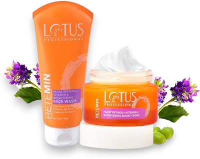 Lotus Professional Retemin Plant Retinol + Vitamin-C Brightening Boost Crème with Brightening Facewash(2 Items in the set)