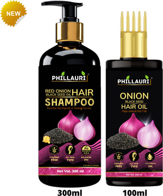 Phillauri Onion Shampoo and Hair oil with Vitamin E, Natural Extracts & Herbs(2 Items in the set)