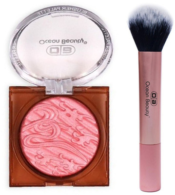 OCEAN BEAUTY HD Professional Blusher Powder And Highlighter Eyeshadow Palette Shimmer Blush Contour With 4in1 Brush Kit For Face Makeup Combo(2 Items in the set)