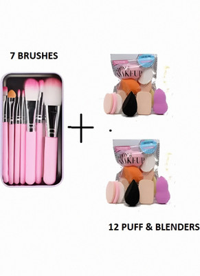 Earthcon Makeup Brush Set of with Storage box + sponge puff(7 Items in the set)
