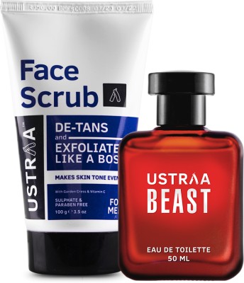 USTRAA De tan Face Scrub - 100 g & Beast EDT 50ml - Perfume for Men(2 Items in the set)