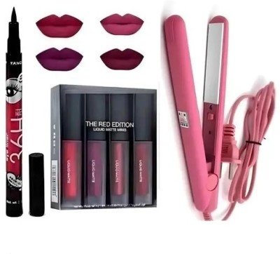 Zailie (Pack of 6 contains: Red Edition Lipstick, 36h Eyeliner ,Professional Hair Straightener)(3 Items in the set)