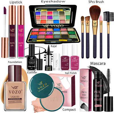 VOZO Makeup Combo Kit One-stop Beauty Package for Beginners and Professionals KT-233(15 Items in the set)