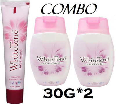 White Tone SOFT&SMOOTH SKIN BRIGHTNING FACE CREAM 50GM*1+ WITH FACE POWDER 30GM*2PCS (COMBO SET)(3 Items in the set) White Tone SOFT&SMOOTH SKIN BRIGHTNING FACE CREAM 50GM*1+ WITH FACE POWDER 30GM*2PCS (COMBO SET)(3 Items in the set)