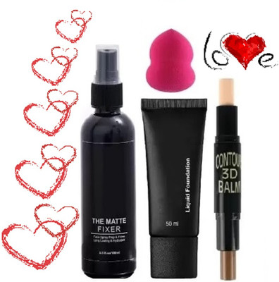 tanvi27 Water Proof & Long Lasting Face Makup Setting Fixer & Contour & Blener & Foundation(4 Items in the set)